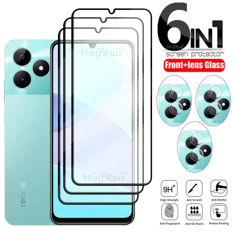 6-in-1 Per Realme Note 50 Vetro Per OPPO Realme Note 50 Vetro Temperato Protezione Dello Schermo Della Copertura Completa Per Realme Note 50 Obiettivo di Vetro  202192403