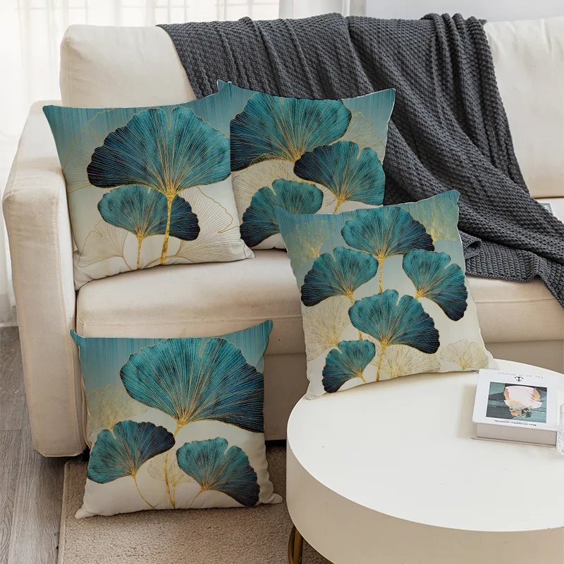 Set di 2 federe per cuscini con foglie tropicali, per divano, letto, sedia, auto, palme, 45,7 x 45,7 cm, motivo a foglie per esterni