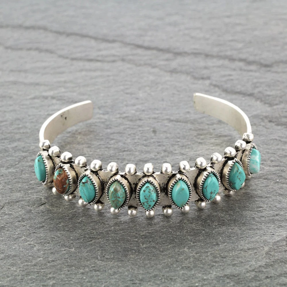 Antique Silver Color Natural Stone Bracelet for Women Female Simple Luxury Bracelet Trendy Woman Jewelry bangle bracelet,stone bracelet