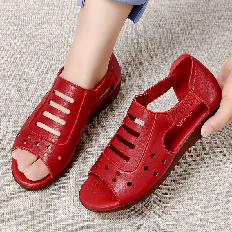 

Fashion summer slides women's breathable leather flats lager size 41 42 classic daily oxford shoes women sandalias mujer verano