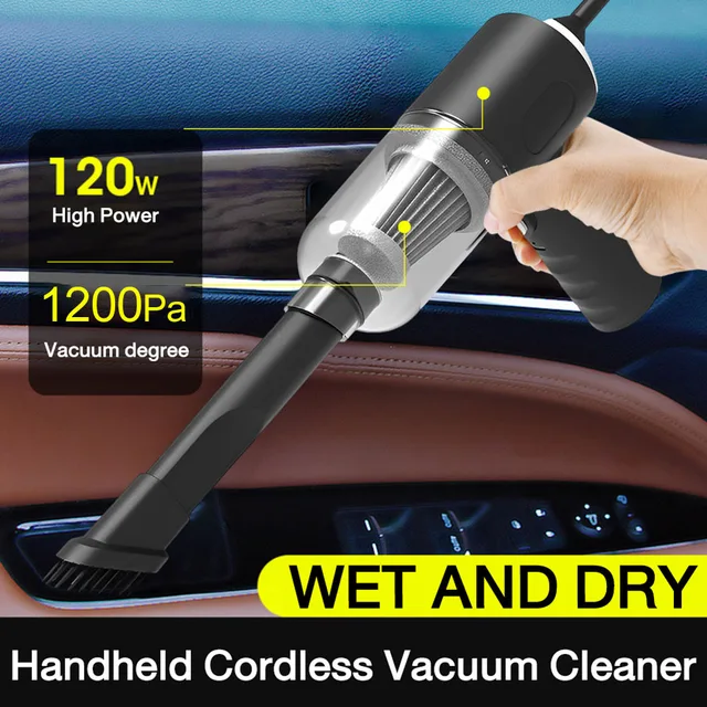 Wireless Car Vacuum Cleaner 800/1200Pa Cordless Handheld Cleaning Robot Auto Vacuums Strong Suction Cleaner For Car 2