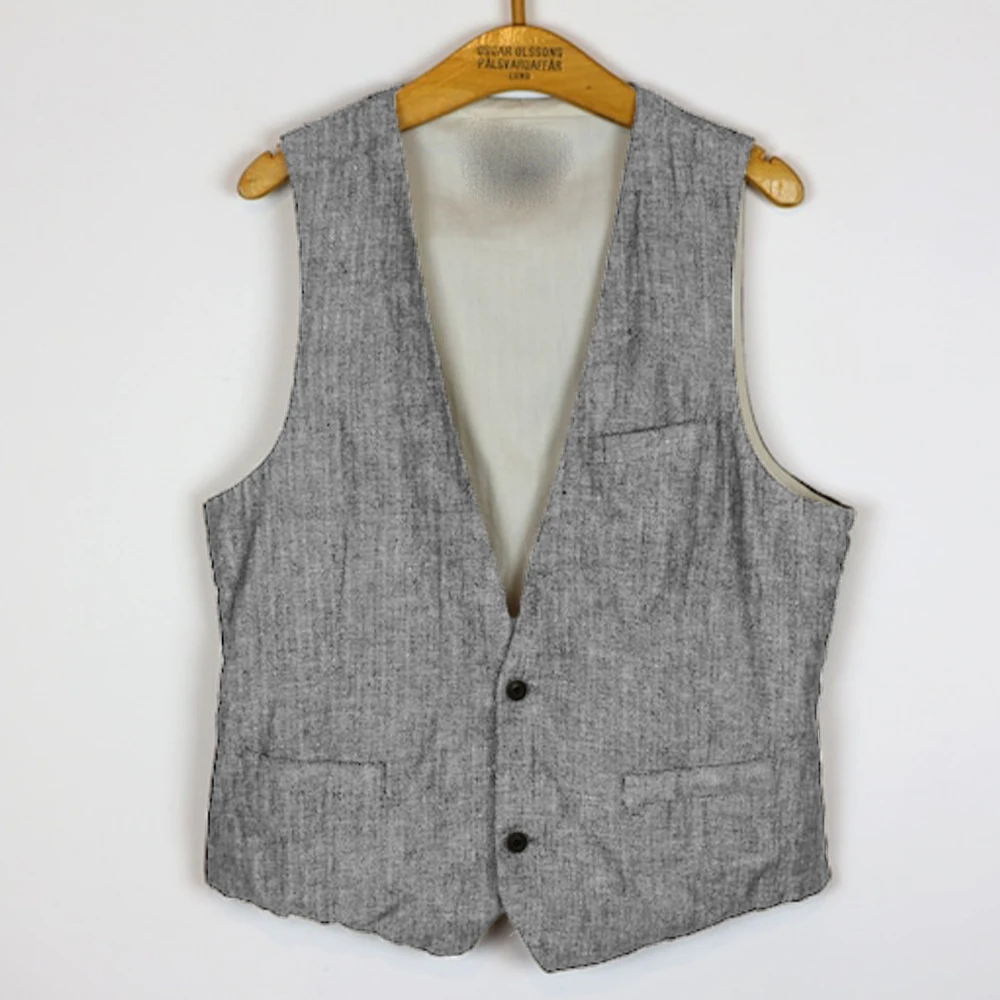 Linen Vest Casual V Neck Gilet Men Suits Vests Two Button Sleeveless Jacket Men's Dress Vests Male Clothing Summer Spring 3