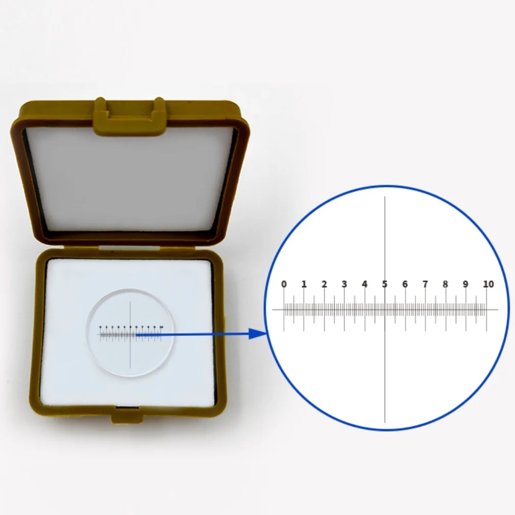 0.1mm Microscope Eyepiece Reticle Glass Micrometer Divide Ruler Graticules Calibration Measure Dust Area Scale Slide Dia14-27mm