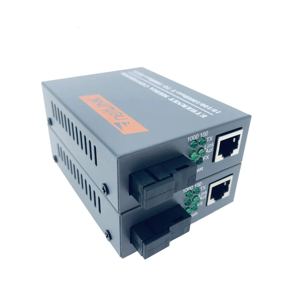 NetLink Gigabit Fiber Media Converter, Single Mode Transceiver, SC RJ45 Port, HTB-GS-03 A, B 20km, 10 Mbps, 100 Mbps, 1000Mbps