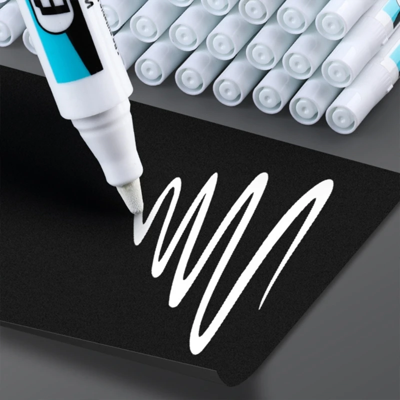4 Pieces Oil-based Markers Pen Long Nose Markers Quick-drying Paint Pens White Permanent for Metal Glass