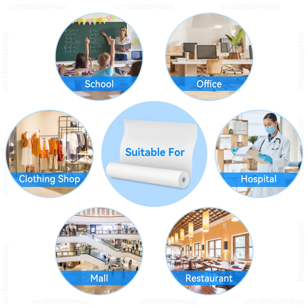 3Rolls Thermal Paper 210mm for A40 Printer A4 Thermal Printer Waterproof Oil proof Continuous Paper Roll Home Office Use