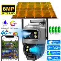 Caméra IP V380 à double objectif 4G SIM 8MP 4K, étanche, surveillance extérieure, moniteur de surveillance pour maison intelligente, vision nocturne, protection de sécurité CCTV, caméra de surveillance WiFi alimentée par batterie rechargeable, rotation horizontale et verticale à 355 degrés, rotation à 90 degrés 1