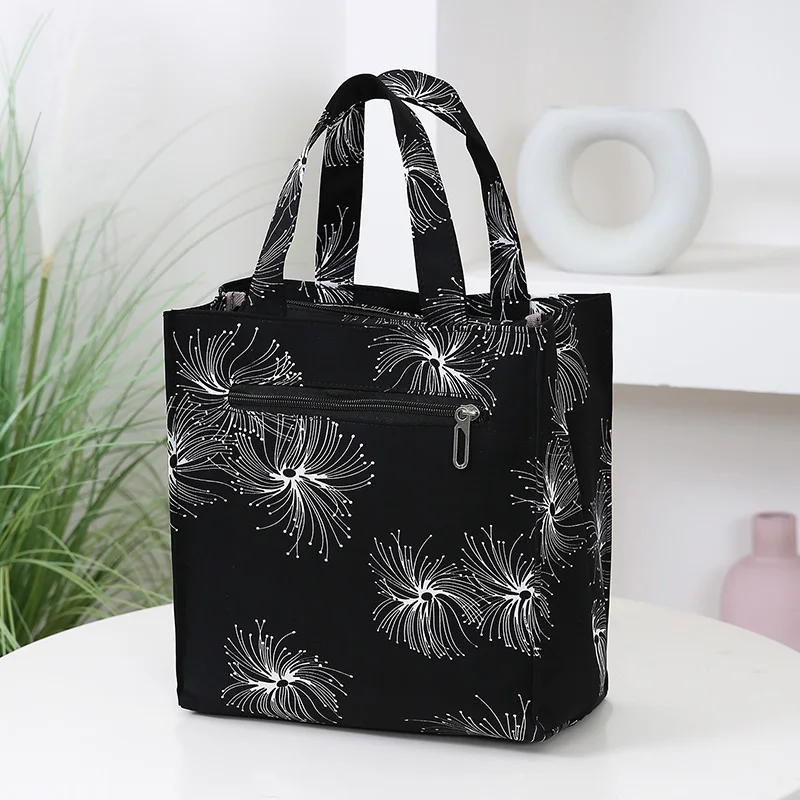 Vintage-Handtasche mit großem Fassungsvermögen und Lunchbox-Aufbewahrungstasche für Arbeit, Pendeln, Einkaufen, tragbare Mutter-Stoff-Einkaufstasche – Detail 6