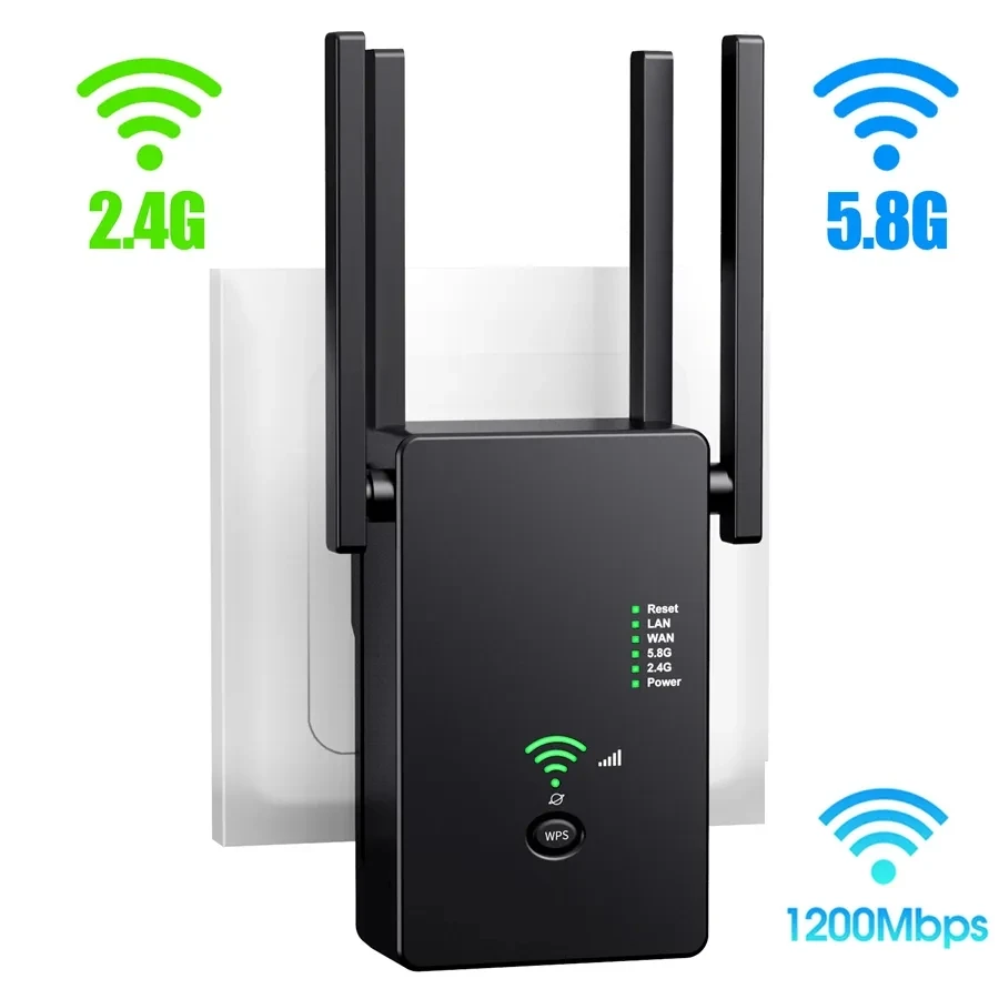 

Robotsky 5Ghz Wireless WiFi Repeater 1200Mbps Router Wifi Booster 2.4G Wifi Long Range Extender 5G Wi-Fi Signal Amplifier