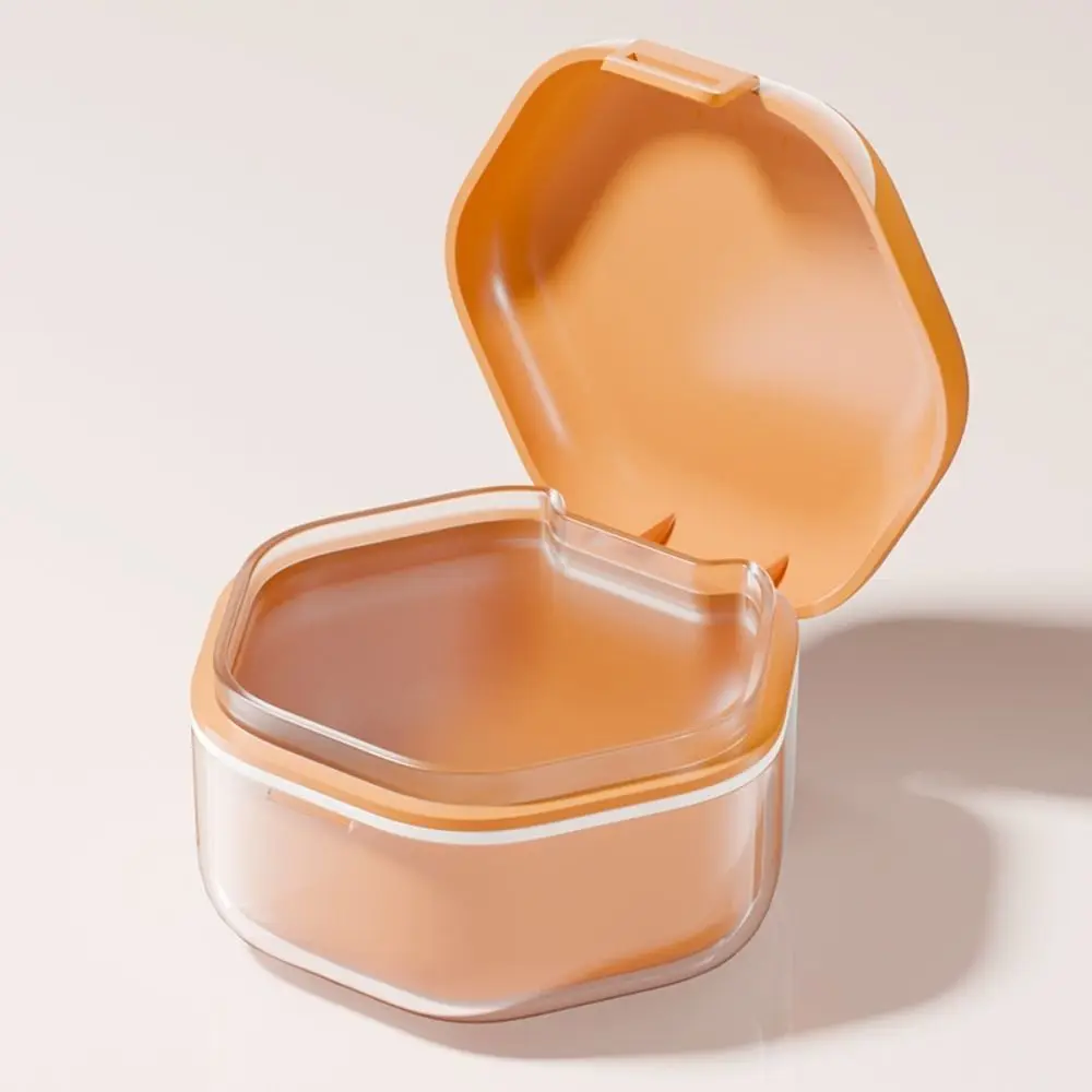 Invisible Orthodontic Retainer Case Denture Cleaning Sealed Dental Braces Storage Box 2 Layer Portable False Teeth Container
