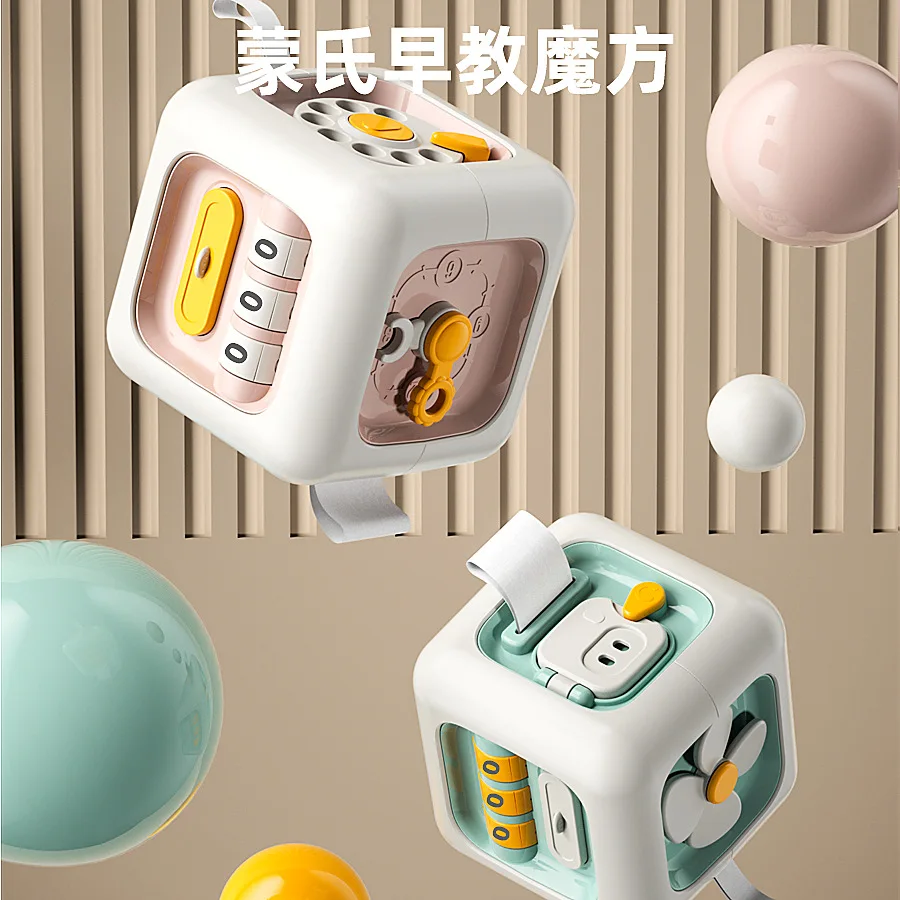 

Baby Practice Skills Drawer Cube 6 in 1 Montessori Educational Toys Sensory Busy Board Fidget Educational Toys for Girl Boy