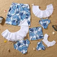 Family Matching Outfits Summer Breezy Palm Leaf Family Matching Swimsuit Swimwear Mother and Daughter Kids Family Look Swimming 1