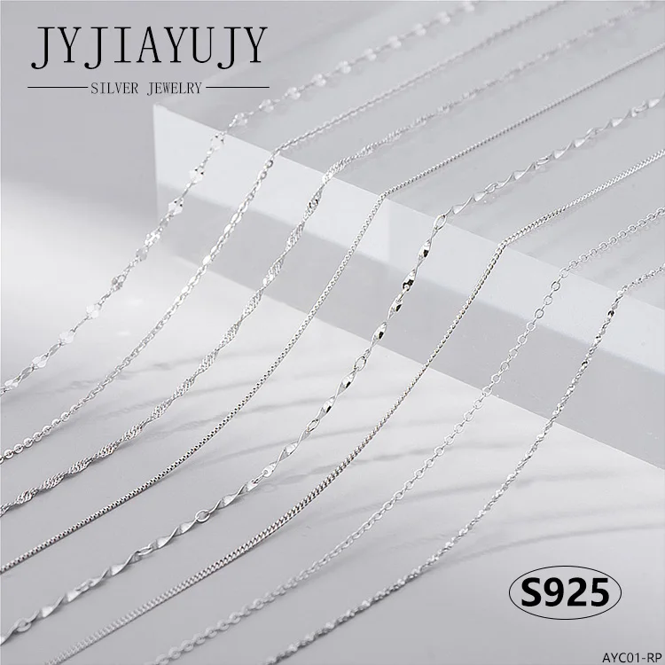 

JYJIAYUJY 100% Sterling Silver S925 Chains Necklace Different Design Fashion Trendy Hypoallergenic Women Jewelry Gift AYC01-RP