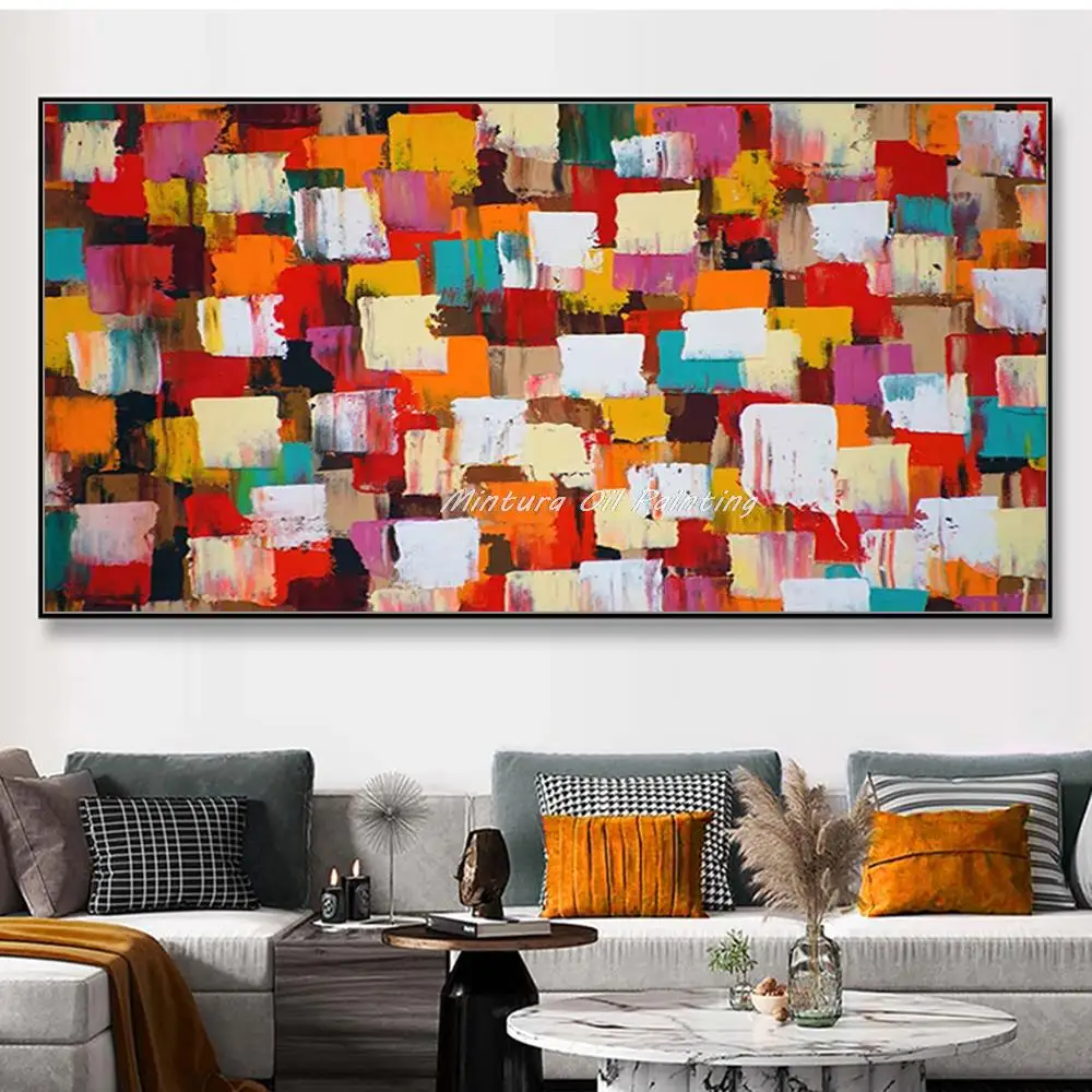 

Mintura Handpainted Abstract Large Color Block Oil Painting on Canvas,Modern Wall Art,Picture for Living Room Offiece Home Decor