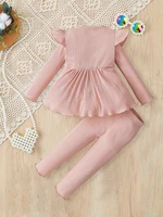 2 pieces/set of autumn and winter baby girl pit strips, long sleeved T-shirts, flared pants, comfortable Child Accessories 2