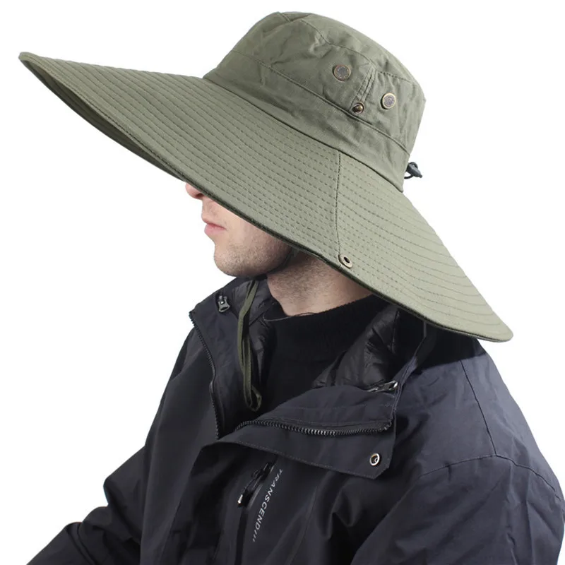 16CM Big Wide Brim Summer Fisherman Hat Fashion Solid Sombreros De Outdoor Hiking Beach Hats Mesh Breathable Anti UV Sun Hat sun hat sun protection hat fisherman hat