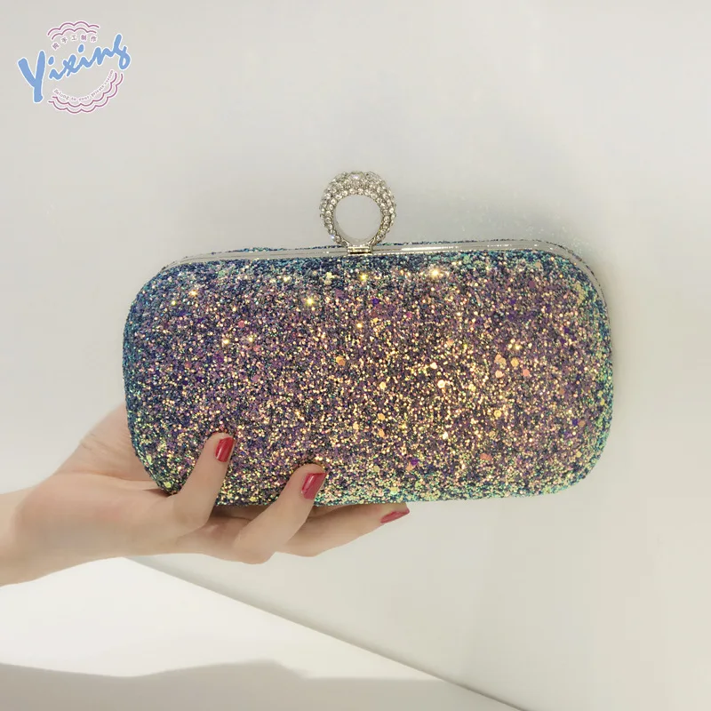 

Creative Sequin Dinner Bag Versatile Ring Handbag Clutch Women's Banquet Party