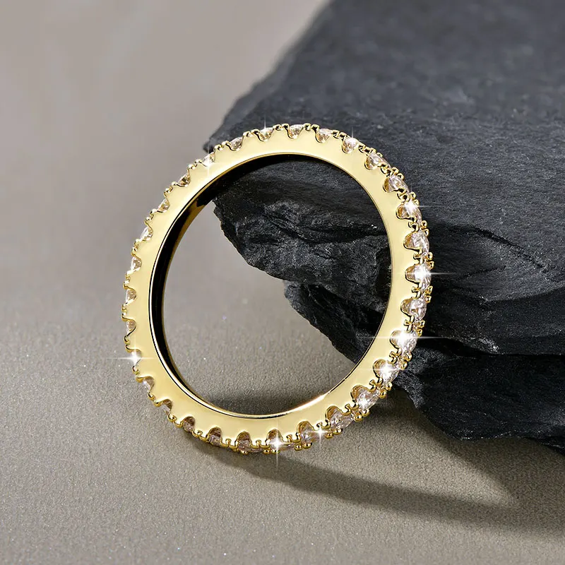 Ehhai 2mm Vollrunder Moissanit Eternity-Ring für Damen Stapelbarer Verlobungsring Feiner Schmuck Hochzeits-Jahrestagsgeschenke – Detail 21