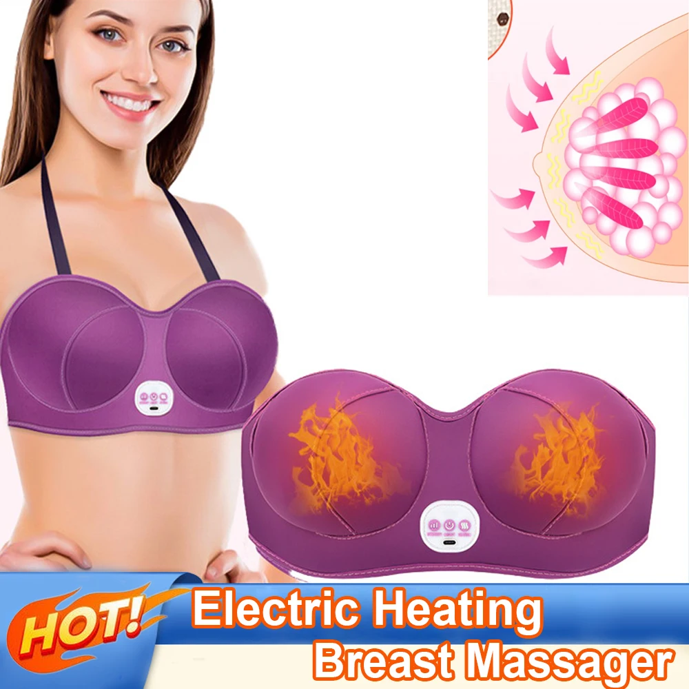 Rechargeable Breast Enlarging Massager Vibration Hot Compress Electric Breast Augmentation Massage Bra Unclogs Meridians
