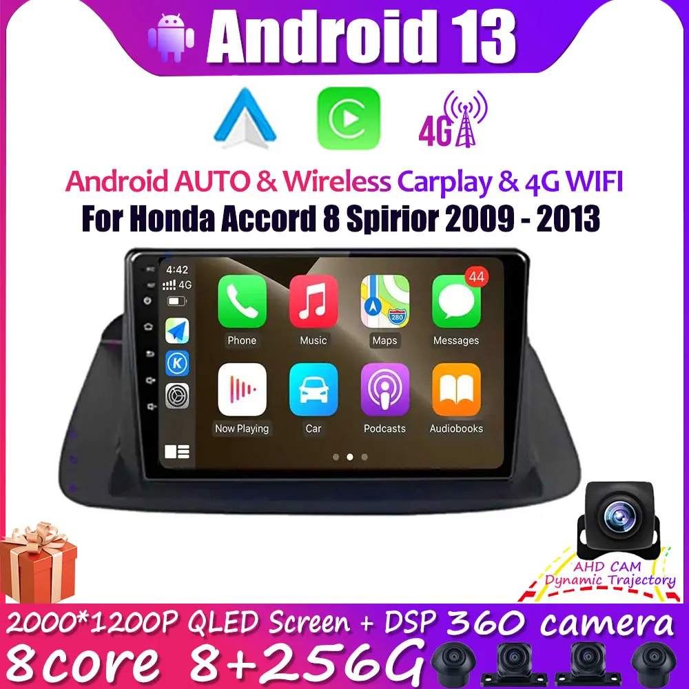 

For Honda Accord 8 Spirior 2009 2010 2011 2012 2013 RDS Video Player Stereo Android 13 Navigation GPS Autoradio DSP WIFI LTE