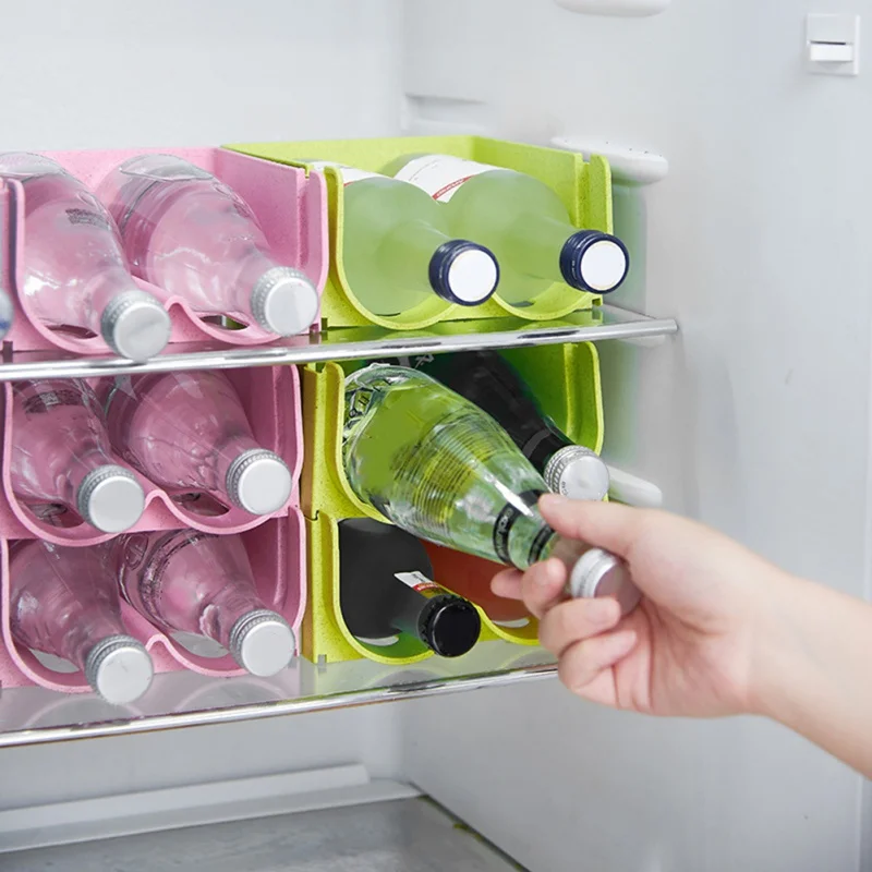 

Anti-Fall Stackable Storage Rack Glass Beer Bottle Drink Holder Refrigerator Drawer Beverage Box Can Dispenser Space Saving Tray