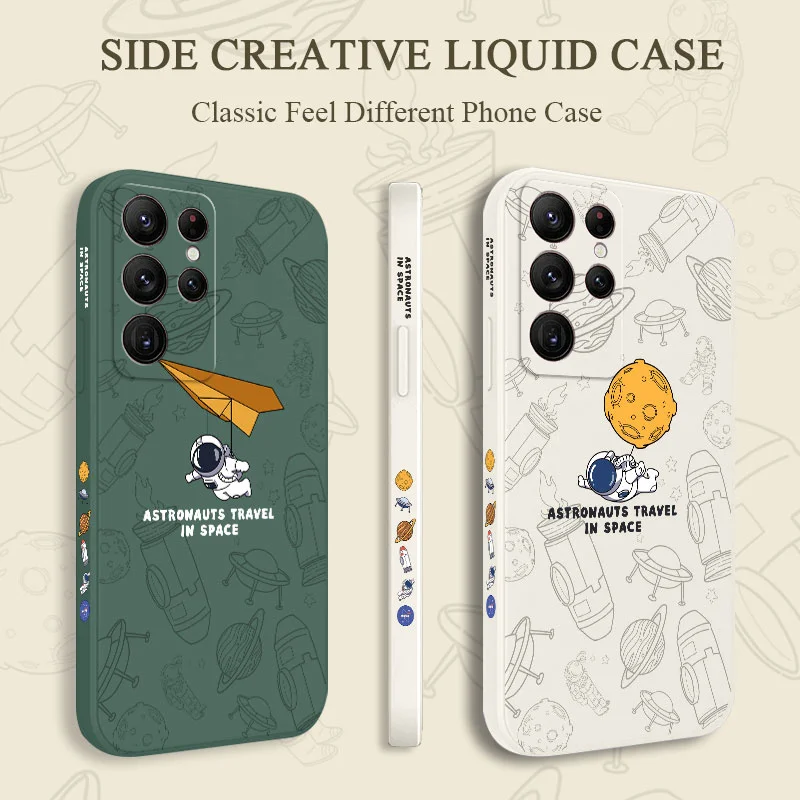 Travel Astronaut Phone Case For Samsung Galaxy S22 S21 S20 Ultra Plus FE S10 S9 S10E Note 20 ultra 10 9 Plus Cover