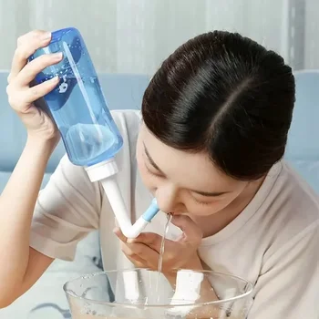 1 peça garrafa de lavagem nasal 300ml adulto e crianças cavidade nasal e garrafa de lavagem nasal manual de rinite salina fisiológica 1