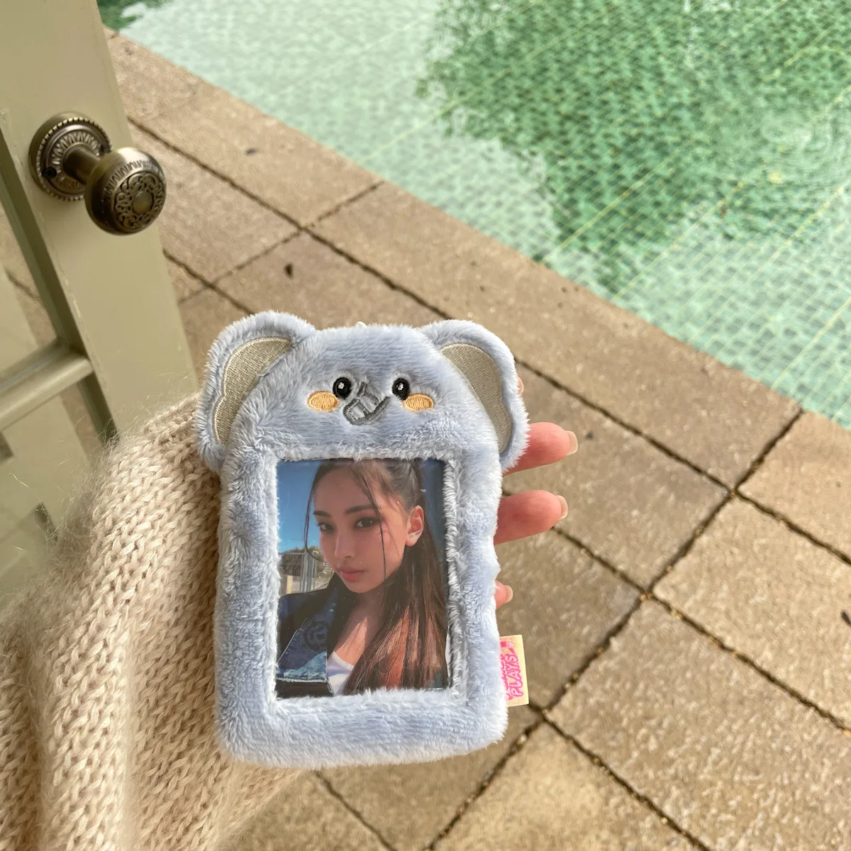 Photo Card Holder Kawaii Cartoon Animal Series Soft Plush 3 Inch Kpop Photocard Holder Photo Card Holder Bag Pendant