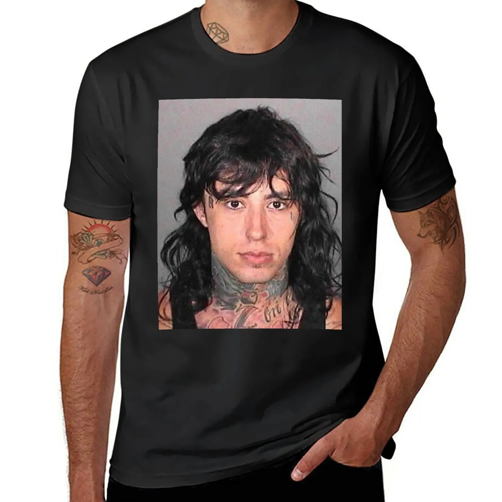 

Футболка Ronnie Radke Mugshot, черная футболка для мальчиков, белые футболки, корейская мода, мужские футболки