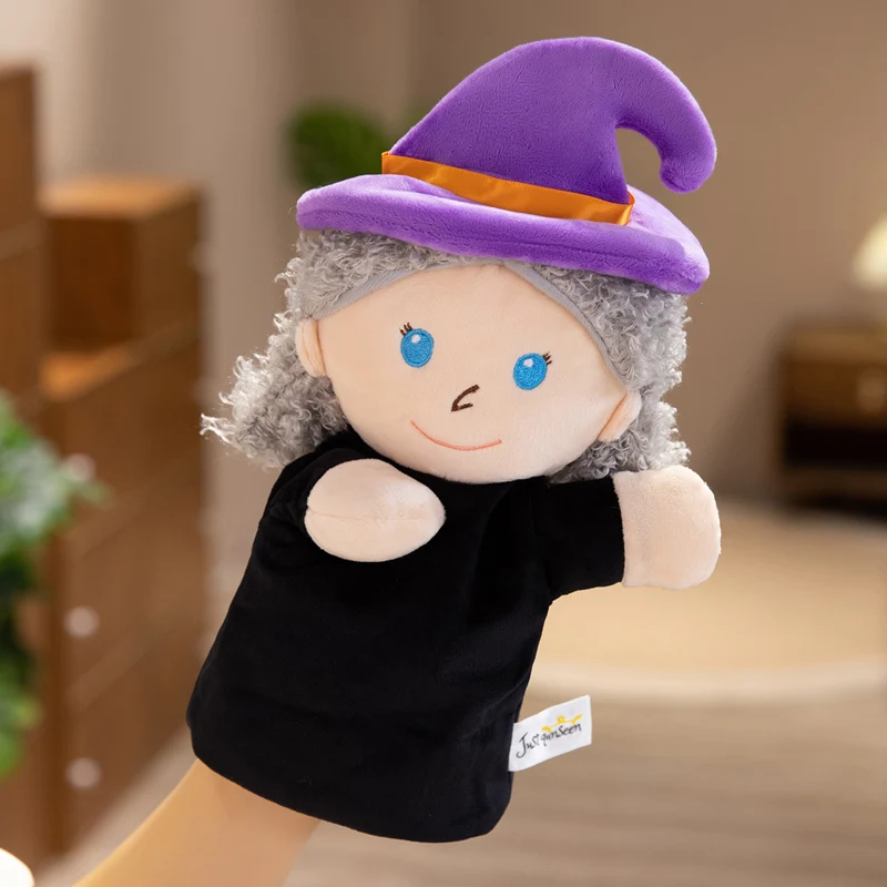 Hand Finger Fairy Tale Plush Puppet Cartoon Prince Princess King Queen Elf Witch Interactive Story Gift animal finger puppet