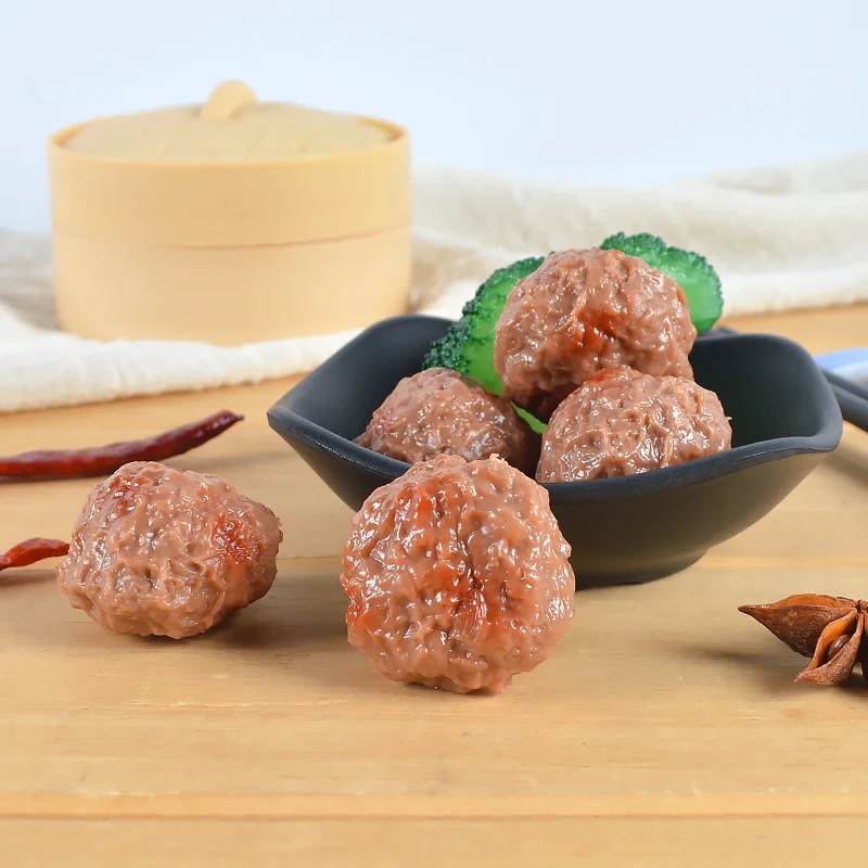 Food Model Kitchen Food Toys Fake Food Prank Toys 5Pcs PVC Simulation Beef Ball Realistic Artificial Meatball Model BBQ Fake Food Hot Pot Restaurant Props Yummy Dishes Ornaments