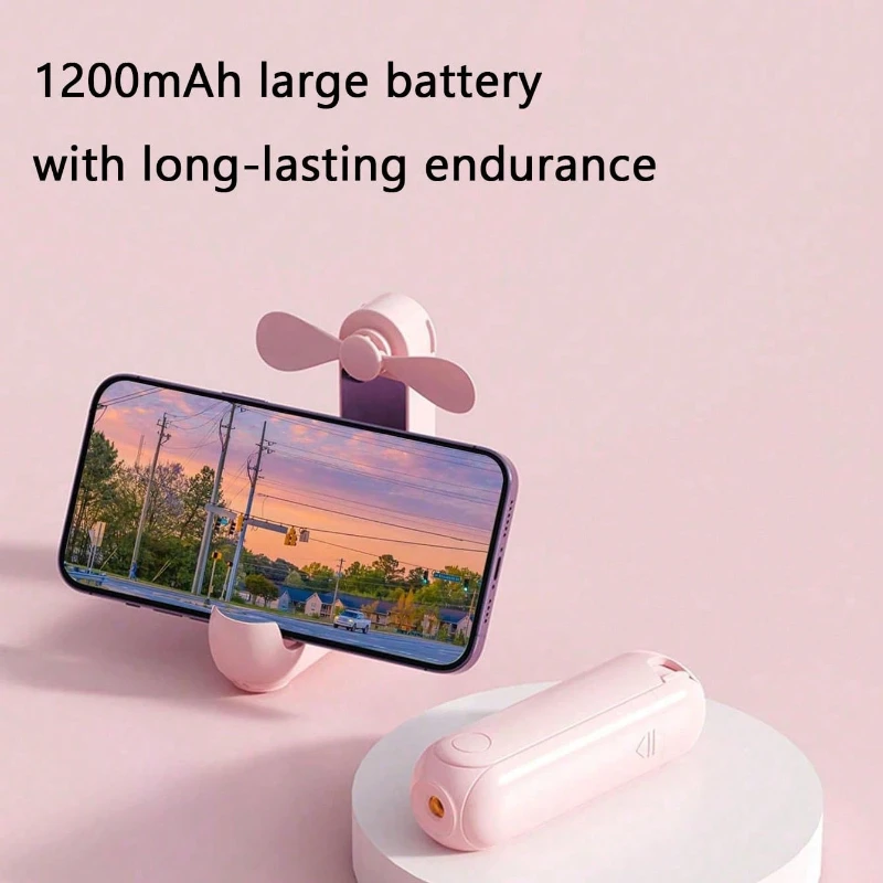 Portable Foldable Fan Handheld Fan 270 ° Adjustable Mini Fan Rechargeable 5-in-1 Bracket/Mirror/Flashlight/Fan/Power Bank 3