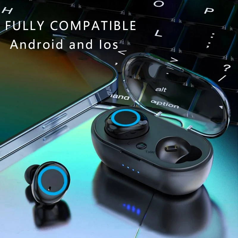 TWS Wireless Bluetooth Headphones, Earphones, Touch Control, Sports Earbuds, Microphone, Works on All Smartphones, Music Headset 2
