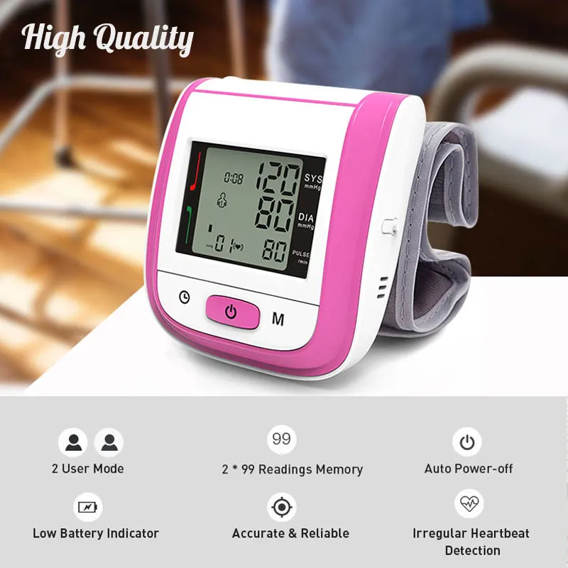 Portable Wrist LED Medical Blood Pressure Monitor JYHealth Portable Wrist LED Medical Blood Pressure Monitor Tonometer Tensiometer Measure Sphygmomanomer Heart Rate Pulse Meter