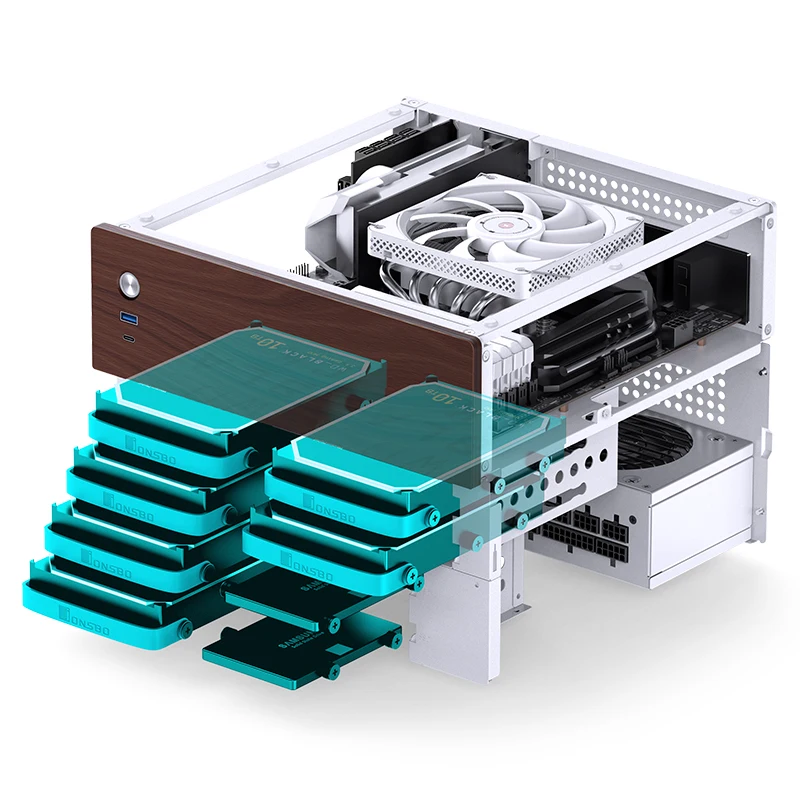 JONSBO N4 Mini NAS Case M-ATX motherboard 6 large and 2 small hard drive bays 120mm*1 fan pc case,pc chassis,computer chassis frame,mini itx desktop case