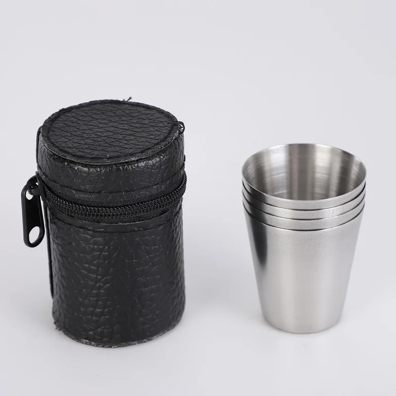 4Pcs Stainless Steel Camping Shot Glasses Set