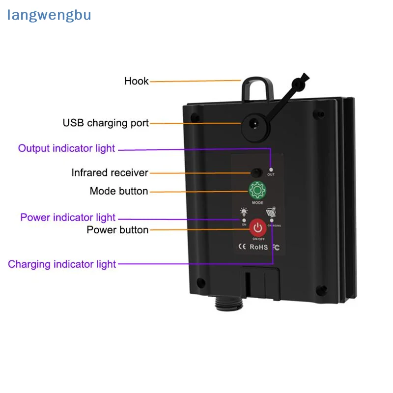 New1 세트 3.7V 1200mAh LED 라이트 스트링 컨트롤 박스(리모컨 포함) LED 스트링 스트립 램프 충전용 태양광 패널 컨트롤러