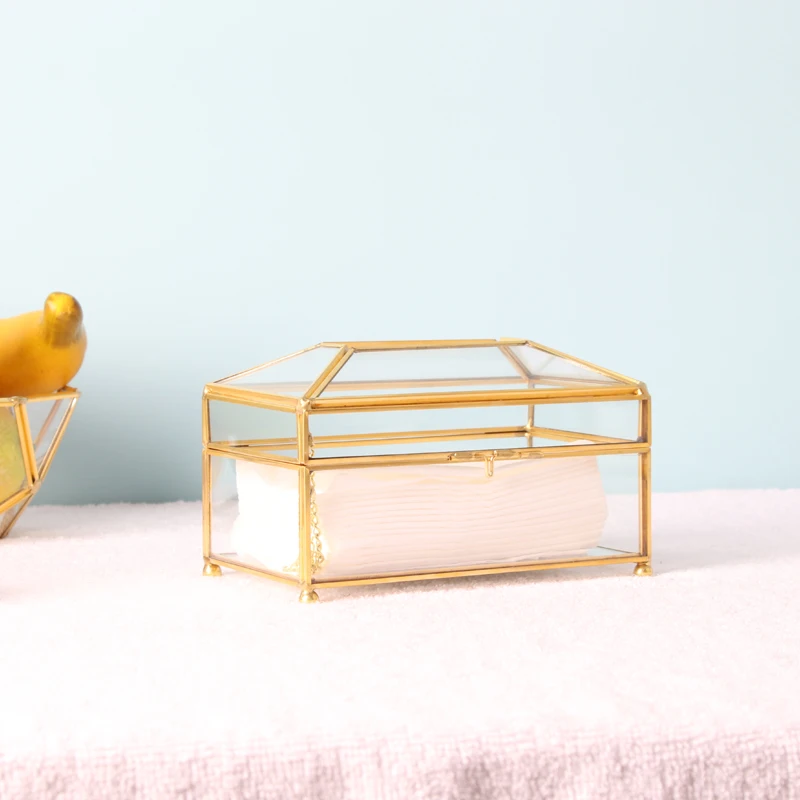 Tissue Box Nordic Creative Glass Gold Paper Box Living Room Household Waterproof Home Decor Luxury Simple Napkin Towel Box Paper 2