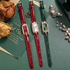 Vintage Women Watches Fashion Rhinestone Rectangle Ladies Leather Band Quartz Watch 6