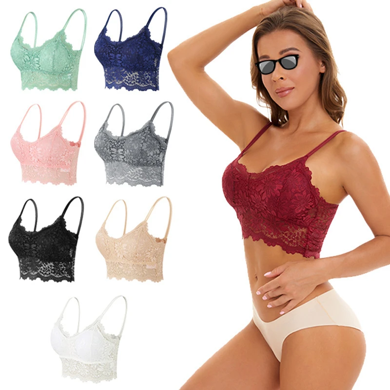 Lace Bra for Women Sexy Crop Top Seamless Push Up Bra Summer Breathable  Unwired Lingeries Underwear Women Hollow Out Bralette