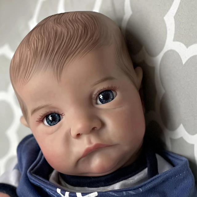 Boneca Bebé Reborn menino 55cm em Vinil com acessórios, feito a mão, recém  nascido, olhos abertos