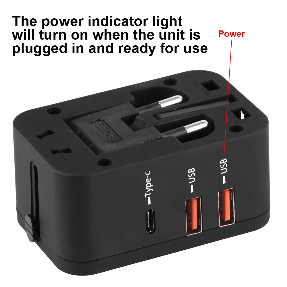 Travel Adapter Wall Charger with USB Charger 20W 6A Travel Conversion Plug Dual USB Port + Type-c USA EU UK AU Plug Universal power plug adapter conversion plug wall charger adapter universal socket adapter