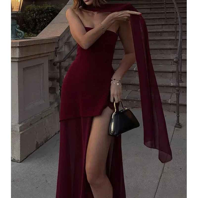 فستان سهرة شيفون تصميم فريد