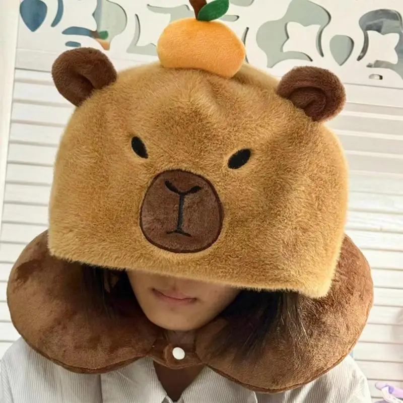 UShapedPillowCapybaraHoodedUshapedPillowPlushDollNapHooded