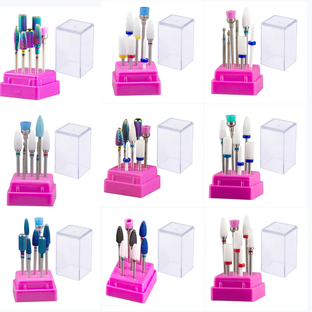 7pcs Nail Art Tungsten Steel Milling Cutter Set Ceramic Nail Drill Bit Electric Drill Nail Machine Pedicure Tool Accessories 12pcs set nail cutter bit anti scratch nail drill bit removing cuticle white drill bit electric manicure milling cutter