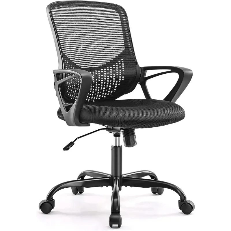 

AFO Ergonomic Home Office Desk Chairs Mid Back Rocking Mode 360 Degree Swirl Task, 17.71D x 18.89W x 39.1H in, Black