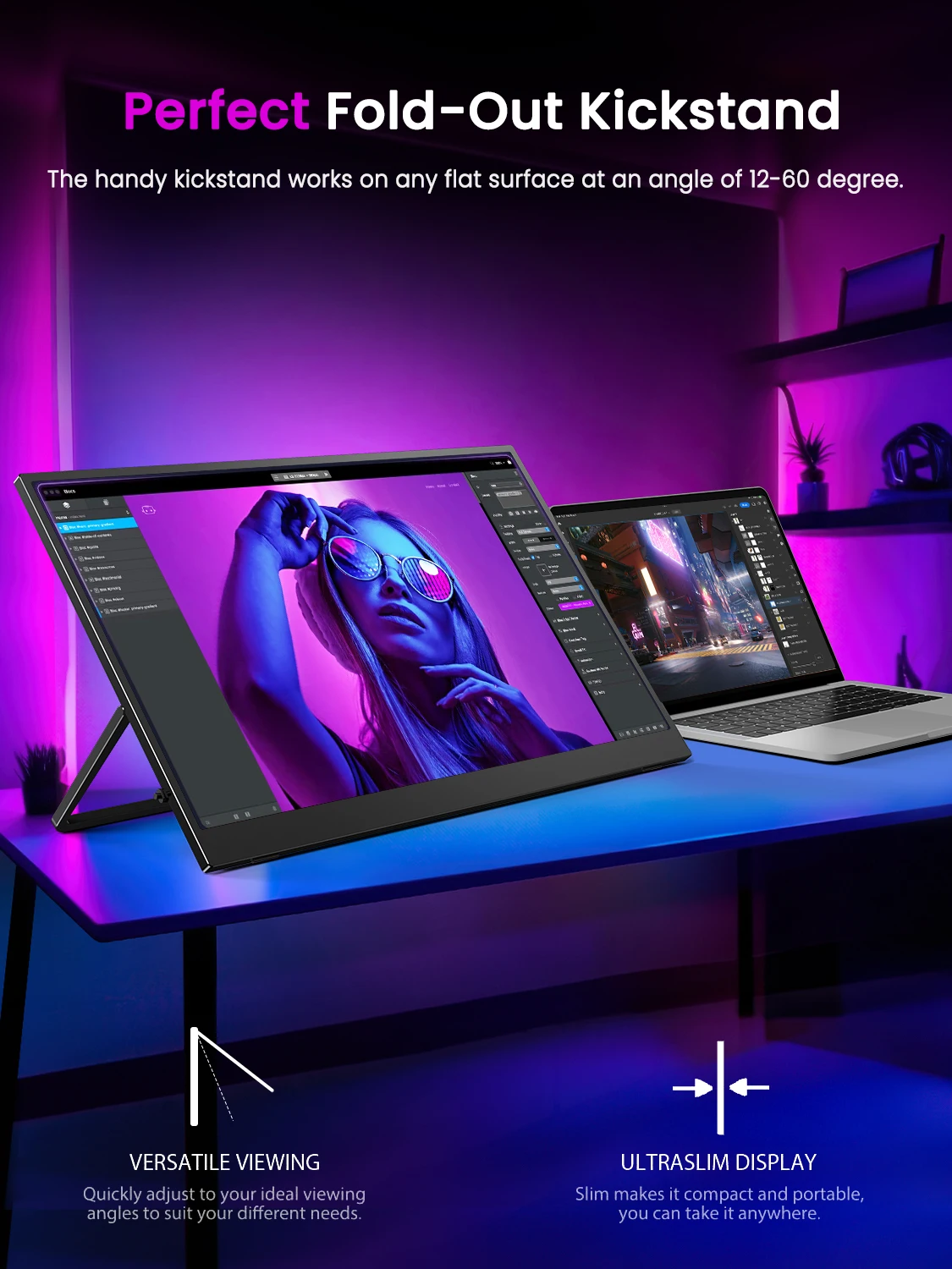 UPERFECT 2K 144Hz Portable Gaming Monitor Inch HDR