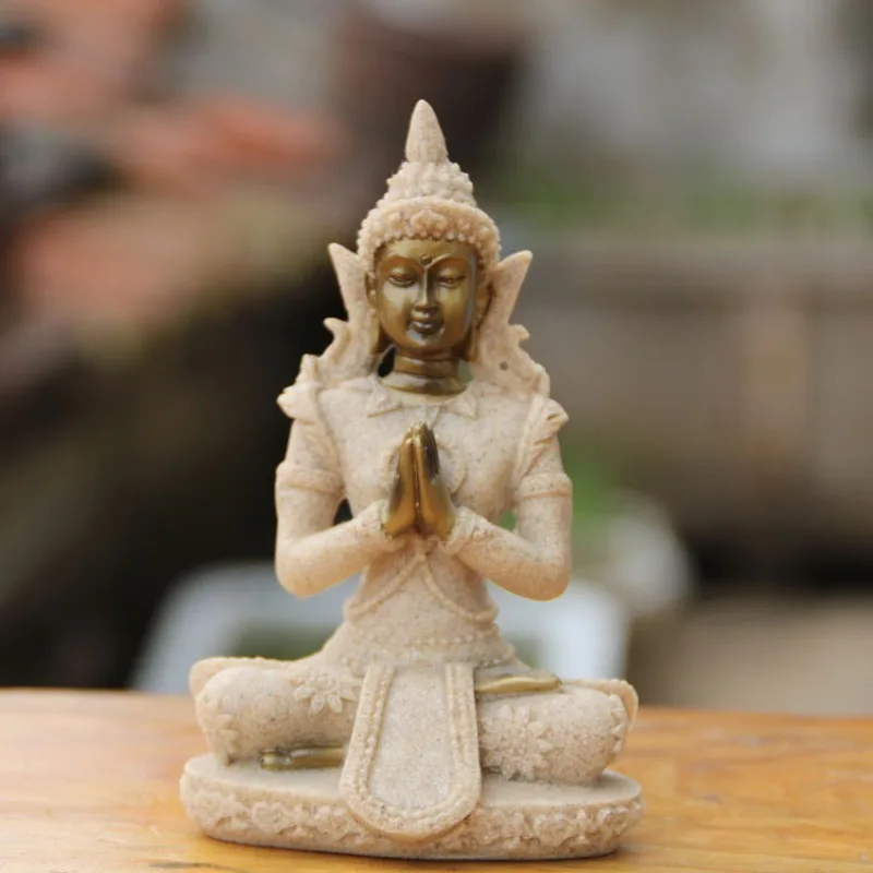 

Resin Handicraft Ornaments, Small Seated Zen Buddha, Sandstone Home Decoration, Indian Buddha Statue