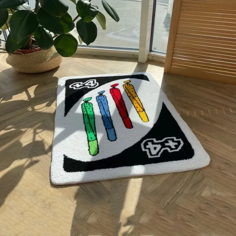 UNO Reverse Card Back Game Carpet Soft Doormat Thickened Floor Mat Bathroom Anti-Slip Rug Living Room Bedroom Bedside Floor Mats