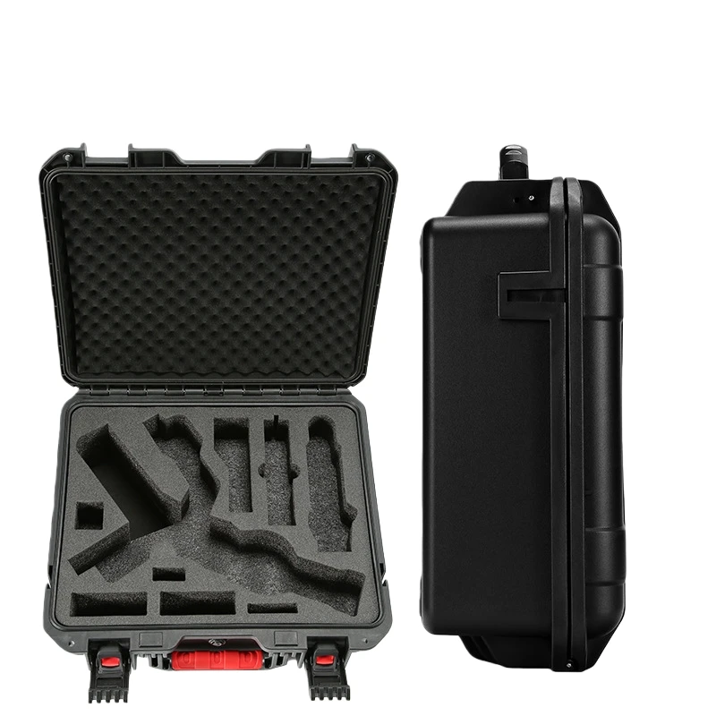 Boîte de rangement anti-explosion rigide pour DJI RS5 ouverte, montrant le stabilisateur bien calé.